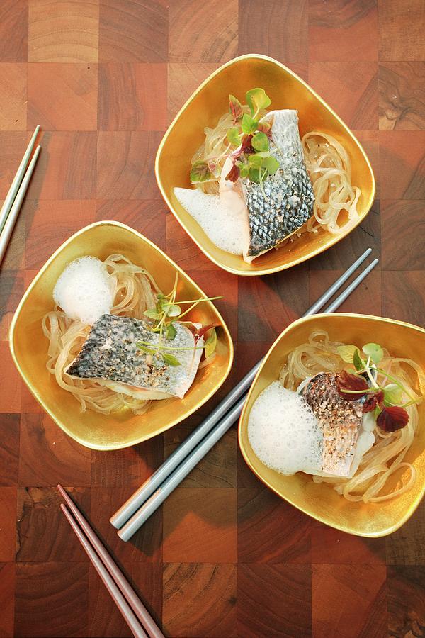 Bass With Rice Noodles Photograph by Michael Wissing