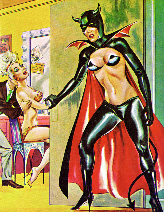Vintage Drawing - Bat Lady Entering Dressing Room by CSA Images