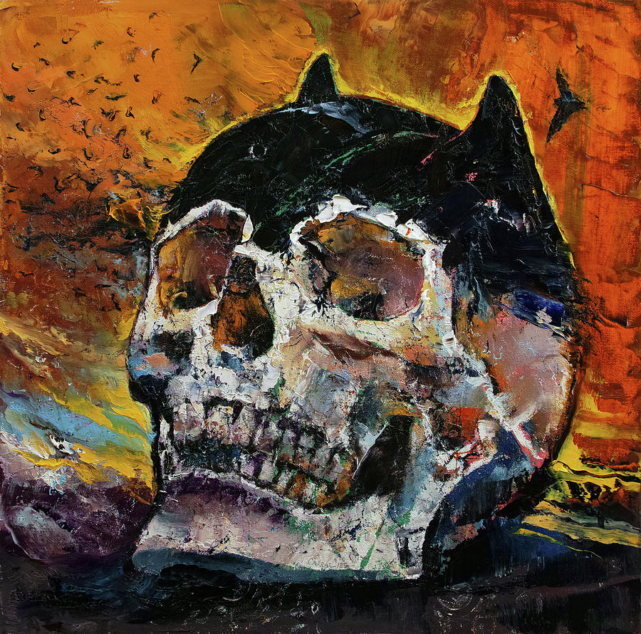 Skull Painting - Bat Relics by Michael Creese