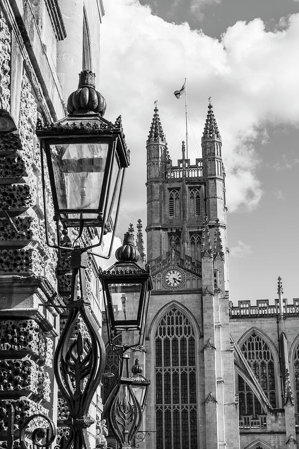 Bath Abbey and Light Lamps  Photograph by John McGraw