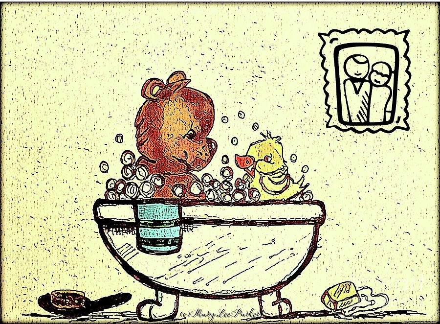 Bath time  Drawing by MaryLee Parker