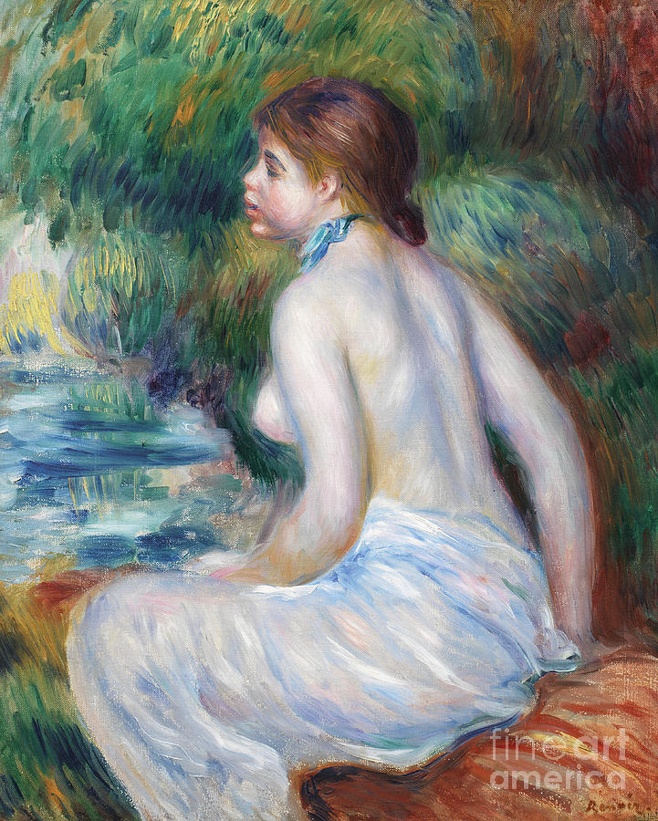 Bather sitting, 1890 Painting by Pierre Auguste Renoir