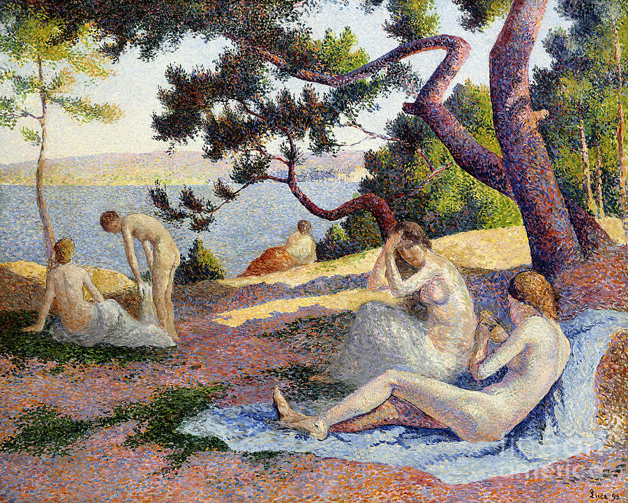 Bathers At Saint Tropez; Baigneuses A Saint-tropez, 1892 Painting by Maximilien Luce