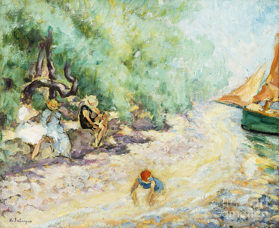 Bathers By The Side Of A River Painting by Henri Lebasque
