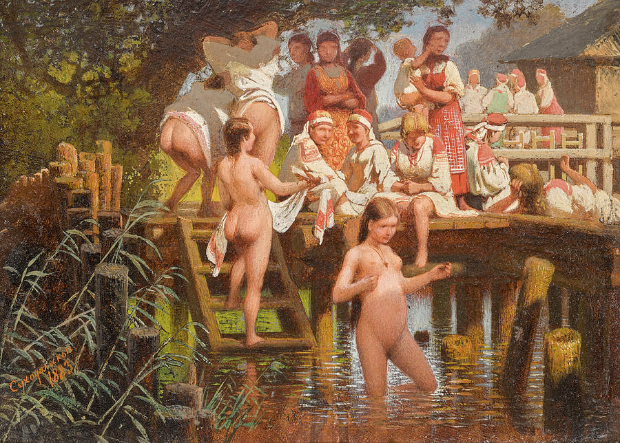 Bathers Painting by Pyotr Alexandrovich Sukhodolsky