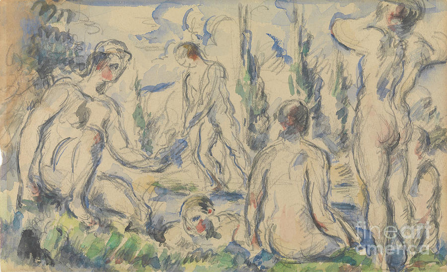 Bathers Recto Landscape Verso Drawing by Heritage Images