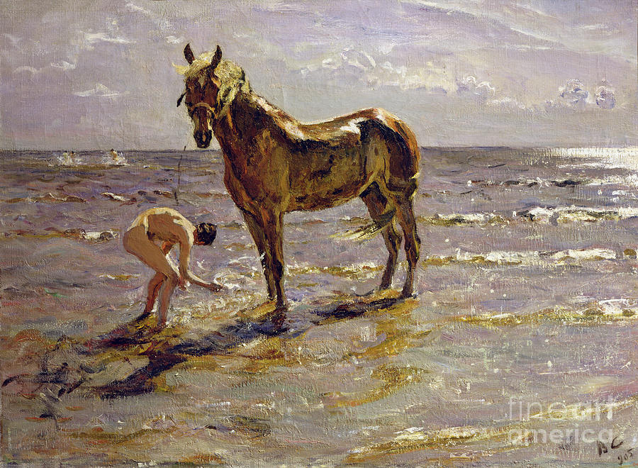 Bathing A Horse, 1905 Painting by Valentin Aleksandrovich Serov - Fine ...