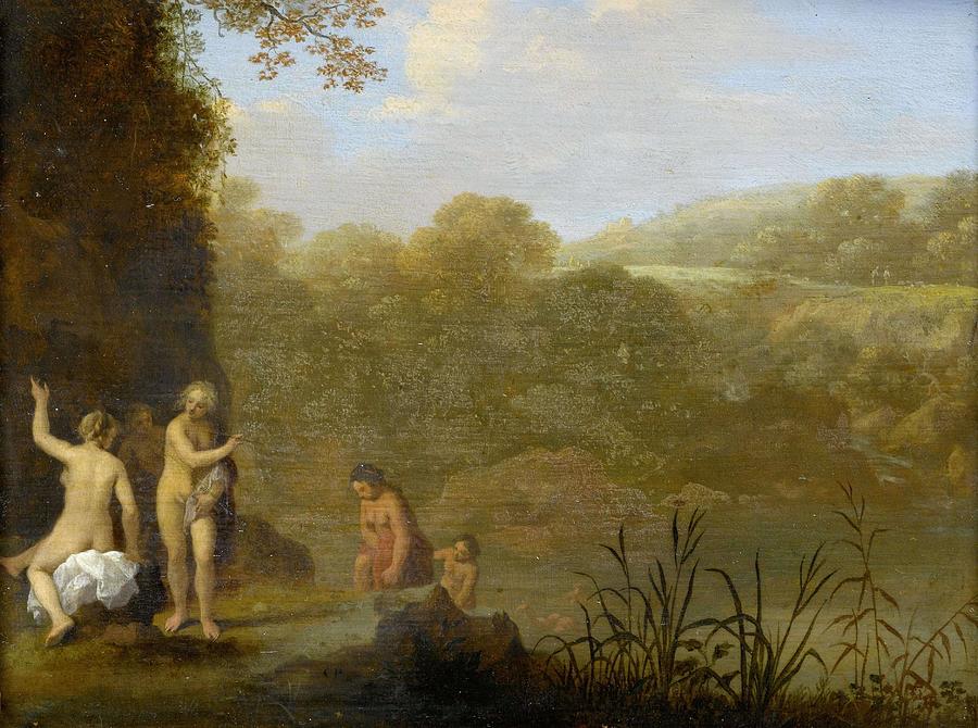 Bathing girls. Painting by Cornelis Van Poelenburch