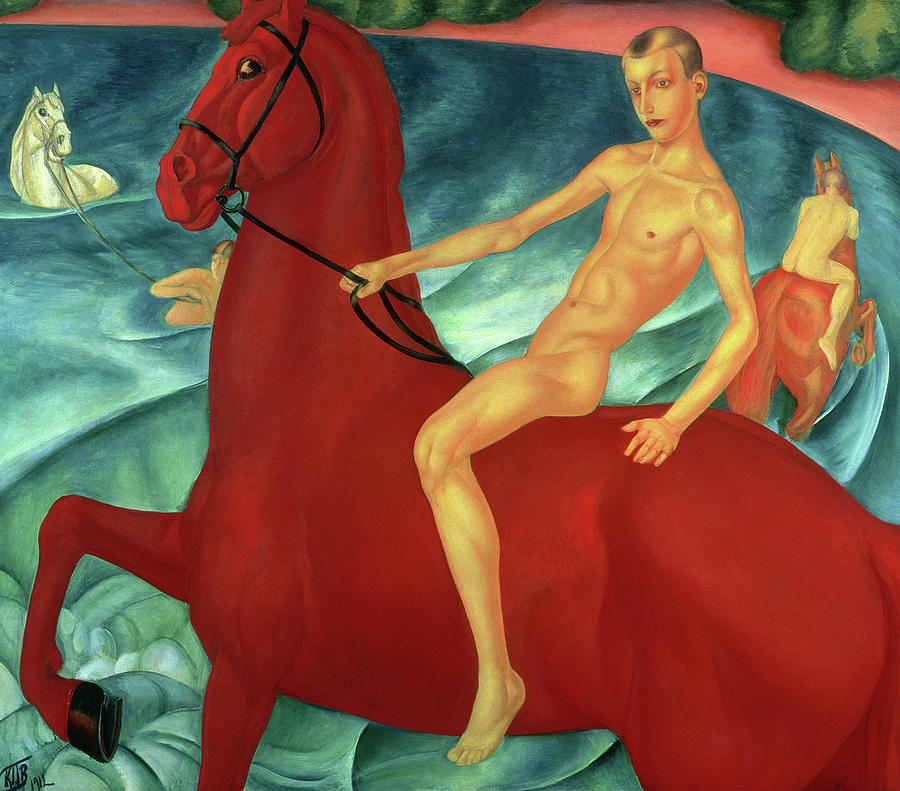 Nude Painting - Bathing of a Red Horse by Kuzma Petrov-Vodkin