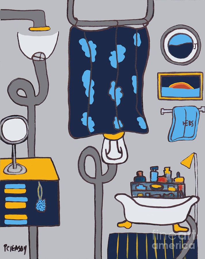 Abstract Painting - Bathroom Gadgets and Portal by Patricia Cleasby