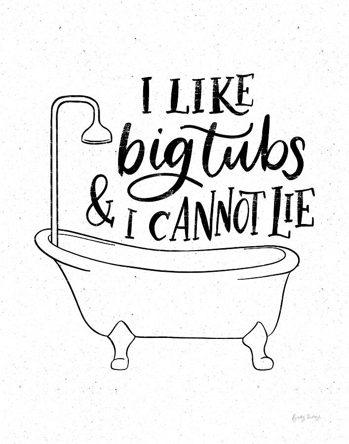 Black And White Painting - Bathroom Puns II by Becky Thorns