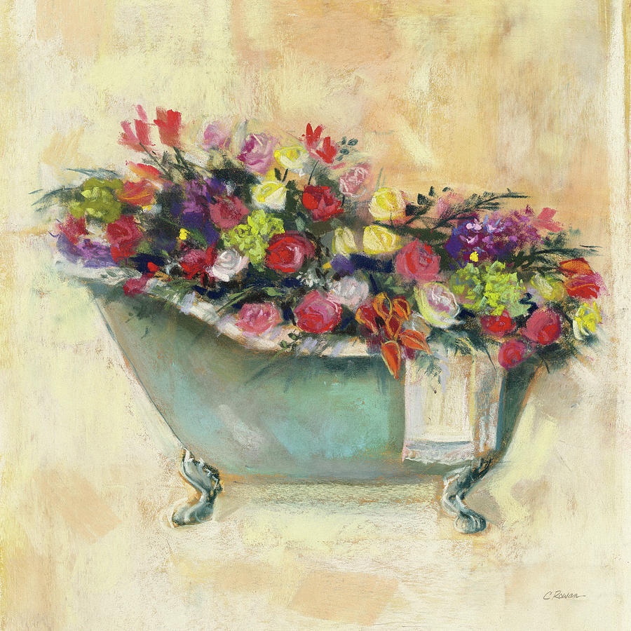 Flower Painting - Bathtub Bouquet I by Carol Rowan