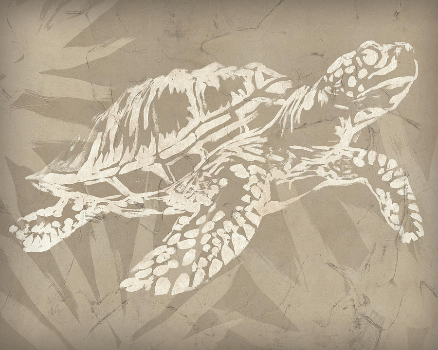 Animal Nature Painting - Batik Sea Turtle I by June Erica Vess