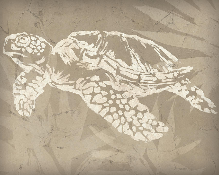 Animal Nature Painting - Batik Sea Turtle II by June Erica Vess
