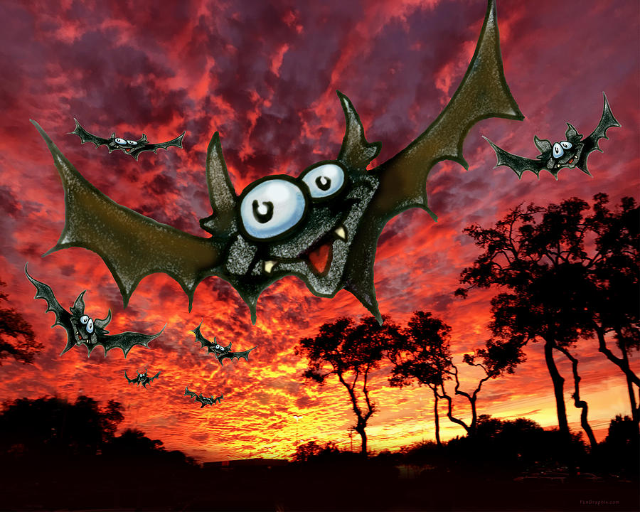 Bats at Sunset Digital Art by Kevin Middleton
