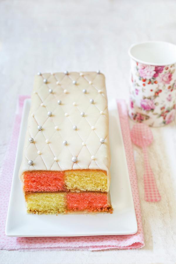 Battenberg Cake With Marzipan And Edible Silver Beads Photograph by Maricruz Avalos Flores