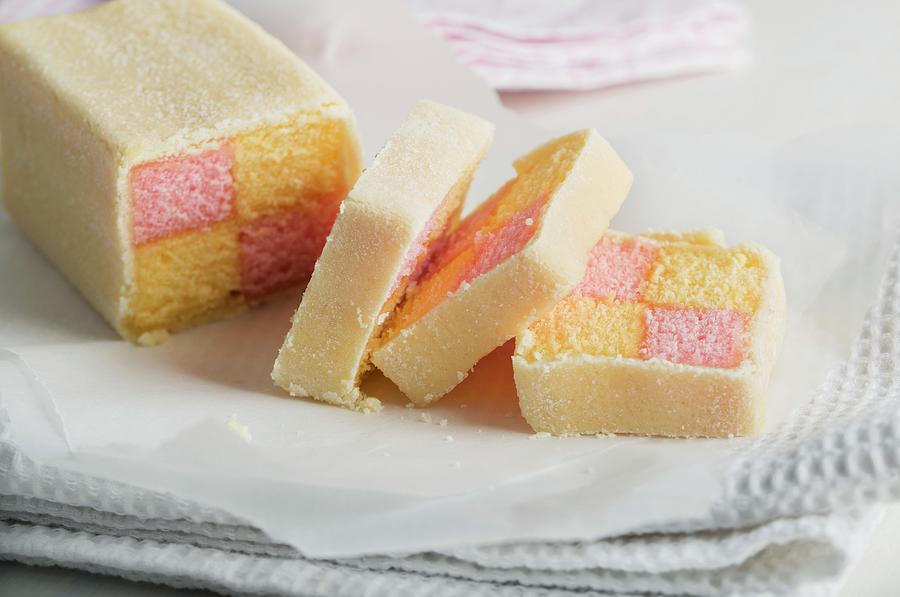 Battenburg Cake, Sliced Photograph by Cath Lowe