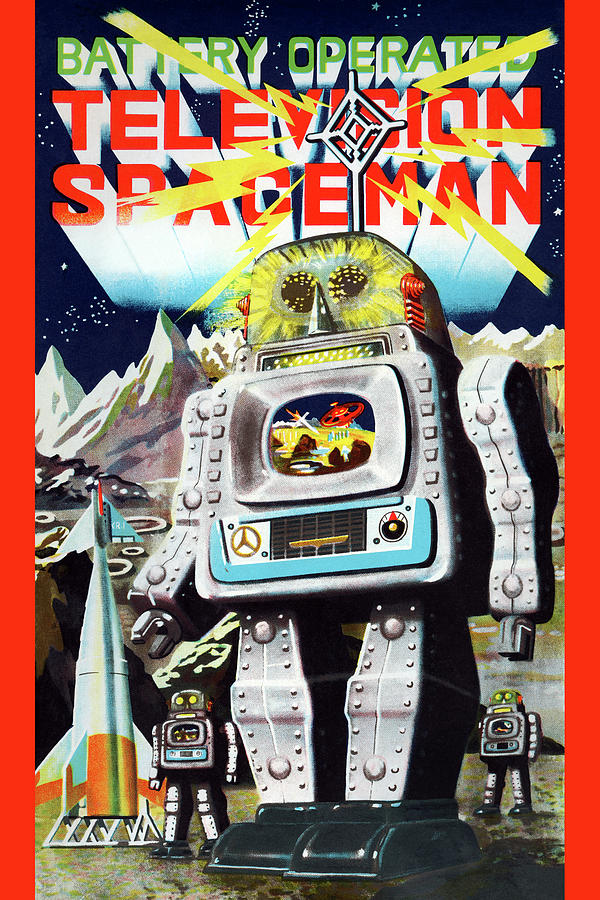 Battery Operated Television Spaceman Painting by Unknown