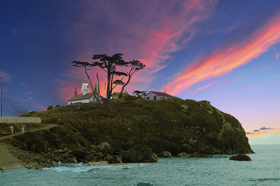 Battery Point Lighthouse at sunset  Photograph by Steve Estvanik