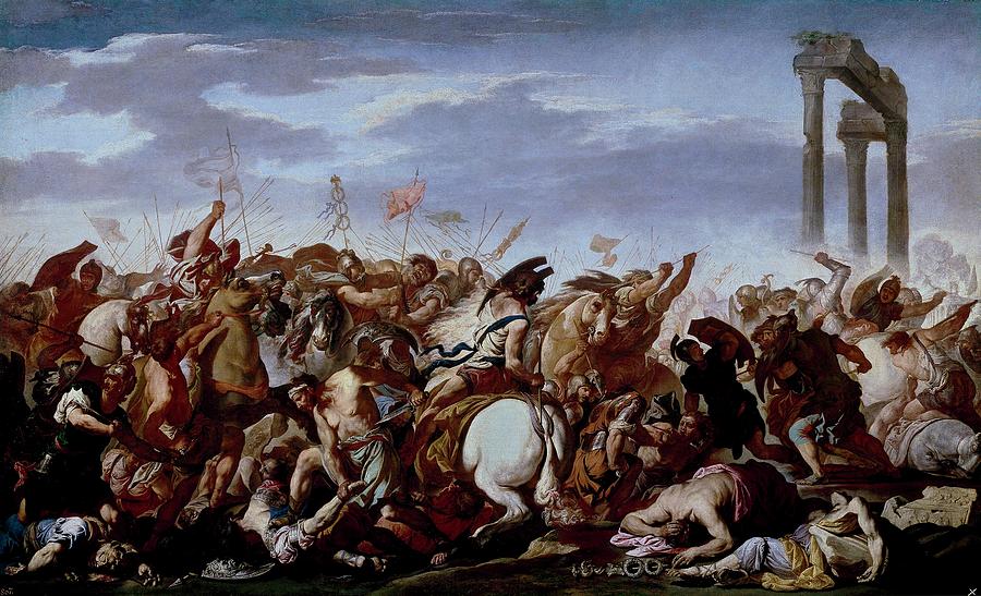 Battle, 17th century, Italian School, Canvas, 133 cm x 215 cm, P00139. Painting by Aniello Falcone -1600-1656-