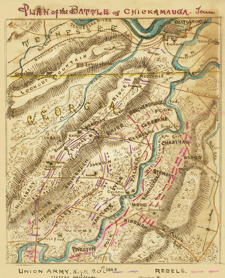 Battle of Chickamauga Painting by Robert Knox Sneden - Pixels