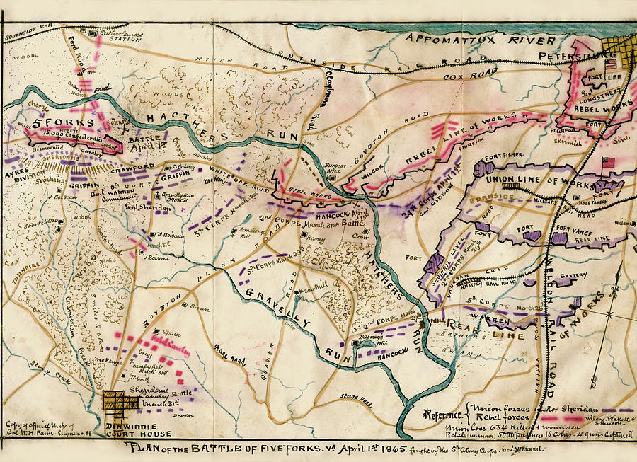 Battle of Five Forks, Va., April 1st 1865 Painting by Robert Knox ...