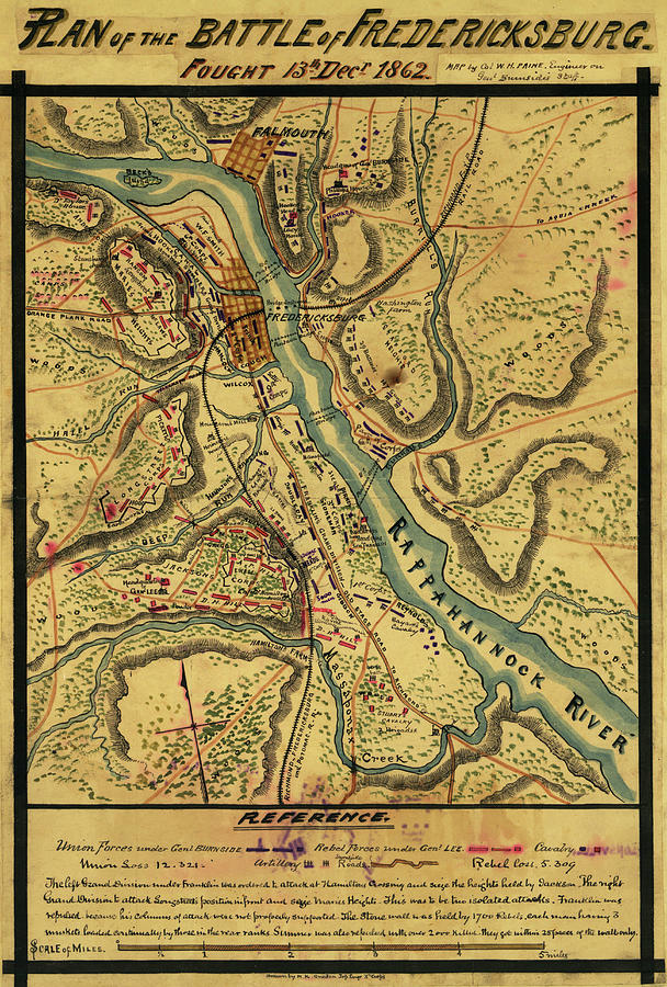 Battle of Fredericksburg. Fought 13th December. 1862. Painting by ...