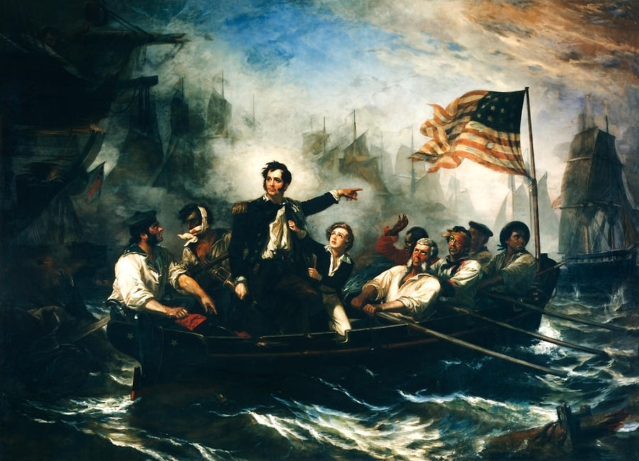 Oliver Hazard Perry Painting - Battle of Lake Erie - Oliver Hazard Perry - War of 1812 by War Is Hell Store