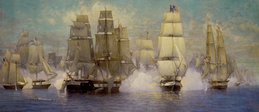 Battle of Lake Erie Painting by Rufus F. Zogbaum