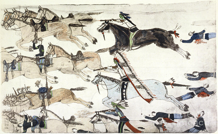 Battle Of Little Bighorn, Montana, Usa Drawing by Print Collector