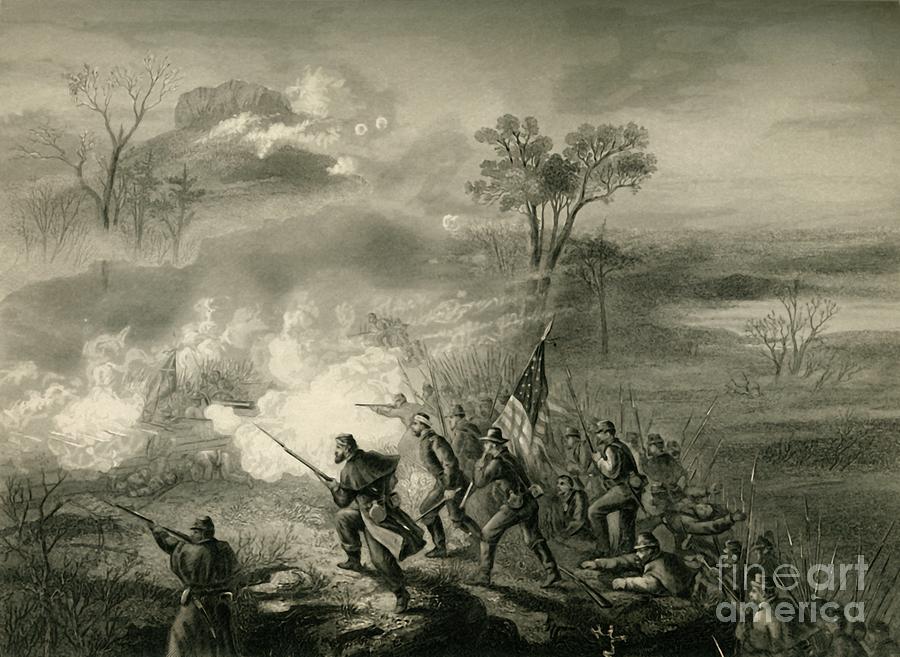 Battle Of Lookout Mountain Drawing by Print Collector