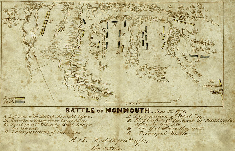 Battle of Monmouth, June 28, 1778. Painting by Unknown