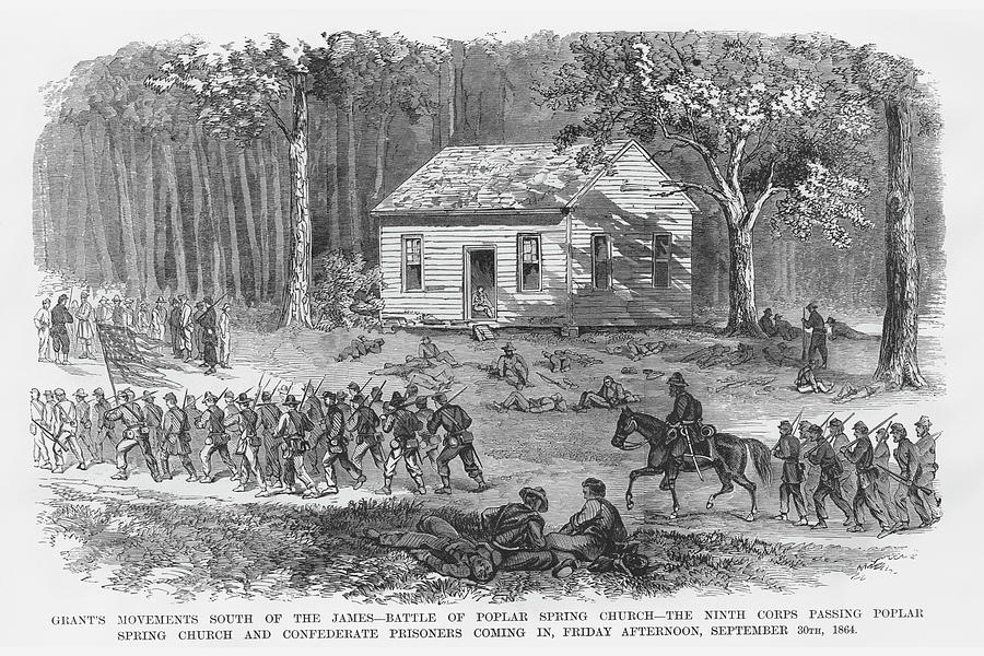 Battle of Poplar Spring Church Painting by Frank Leslie