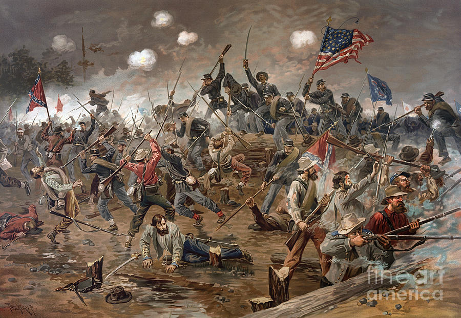 Battle of Spotsylvania Court House, Virginia, American Civil War Painting by Thure de Thulstrup