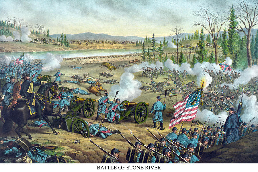 Battle of Stone River or Murfreesboro Painting by Kurz & Allison