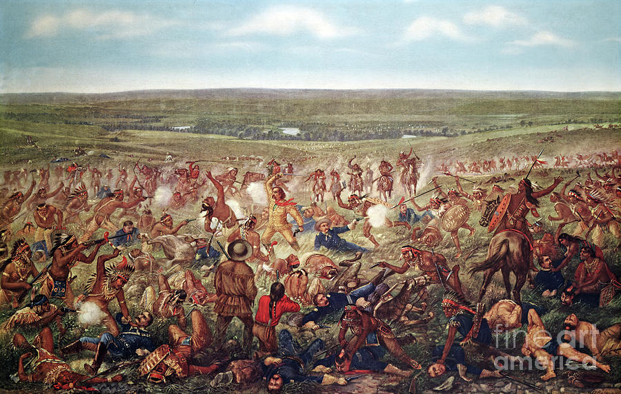 Battle Of The Little Big Horn, June 1876 Painting by American School