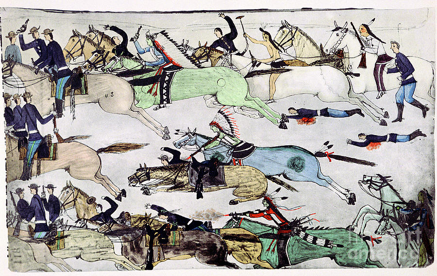 Battle Of The Little Big Horn, Montana Drawing by Print Collector