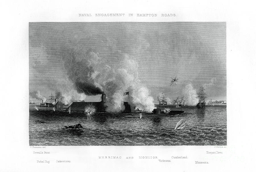 Battle Of The Monitor Drawing by Print Collector