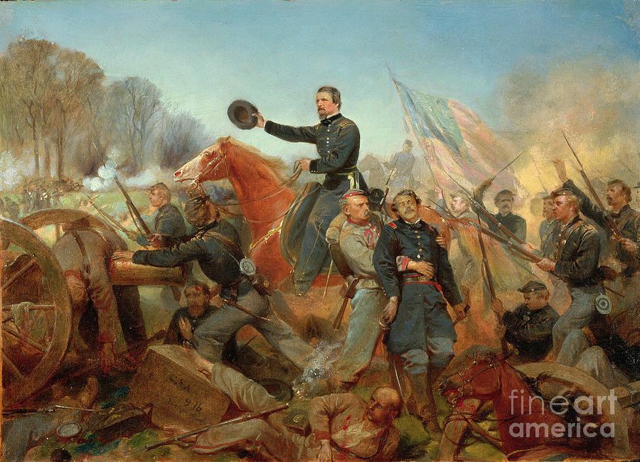 Battle Of The Wilderness, Attack At Spotsylvania Court House, Virginia, 1865 Painting by Alonzo Chappel