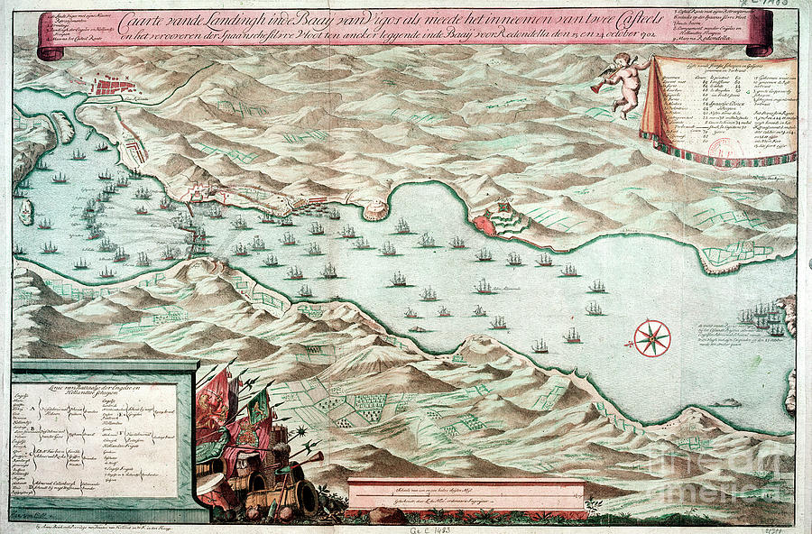 Battle Of Vigo Bay, Spain, 12 October Drawing by Print Collector
