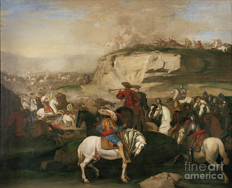 Battle Scene, C.1630-39 Painting by Aniello Falcone