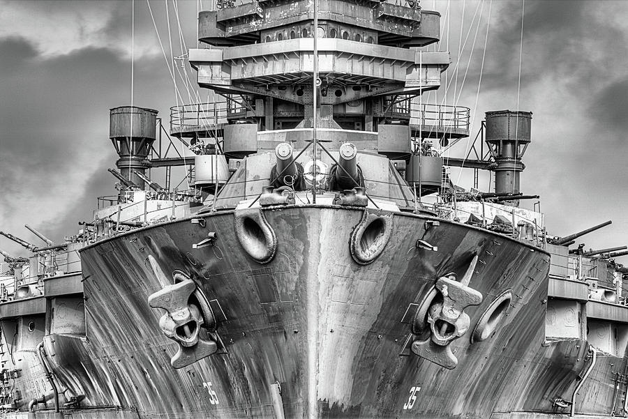 Battleship U S S Texas Black and White Photograph by JC Findley