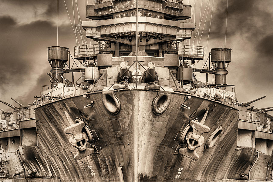 Battleship U S S Texas in Sepia Photograph by JC Findley
