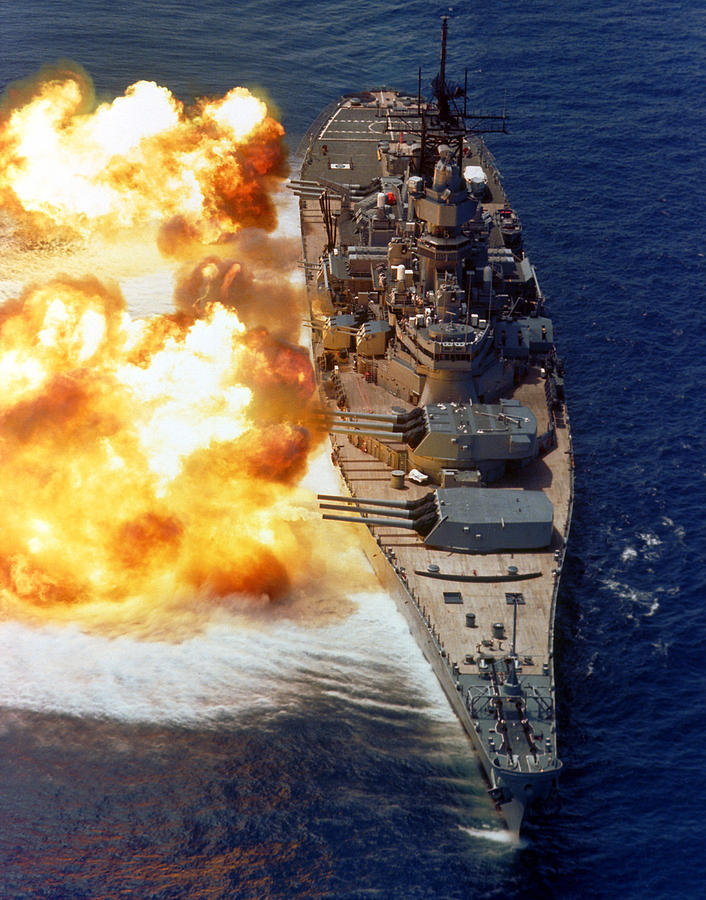 Uss Iowa Photograph - Battleship USS Iowa Broadside - 1984 by War Is Hell Store