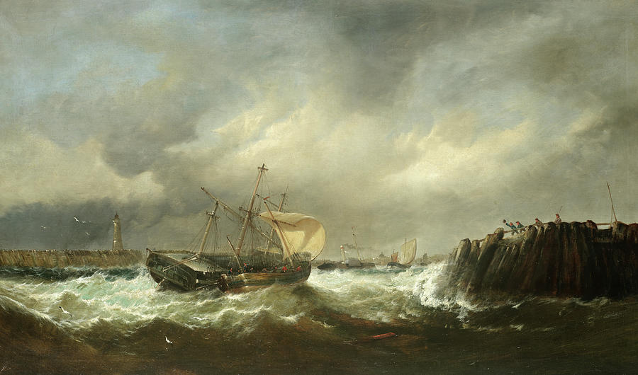 Edward Moran Painting - Battling into a sheltered harbour by Edward Moran