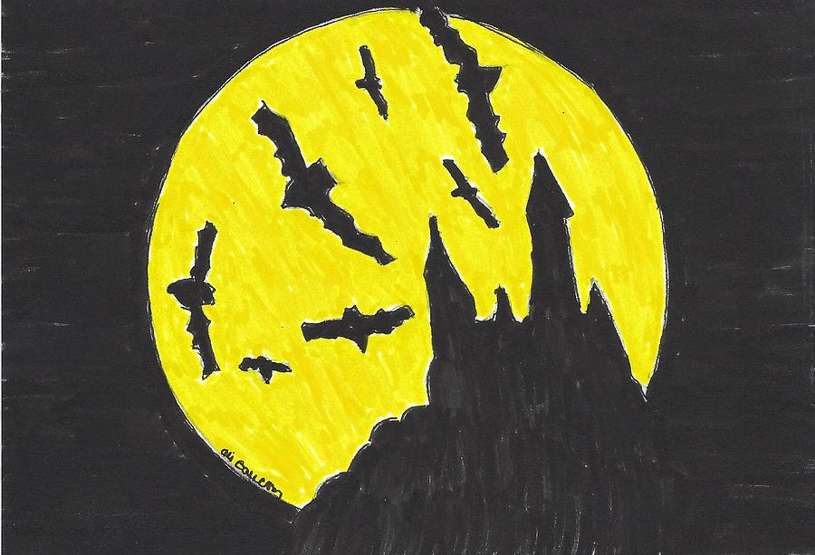 Batty Halloween Drawing by Ali Baucom
