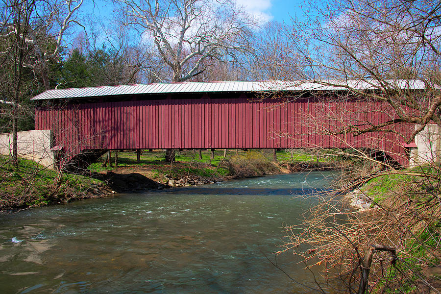 Baumgardners Covered Bridge and Pequea Creek Photograph by Bill Cannon