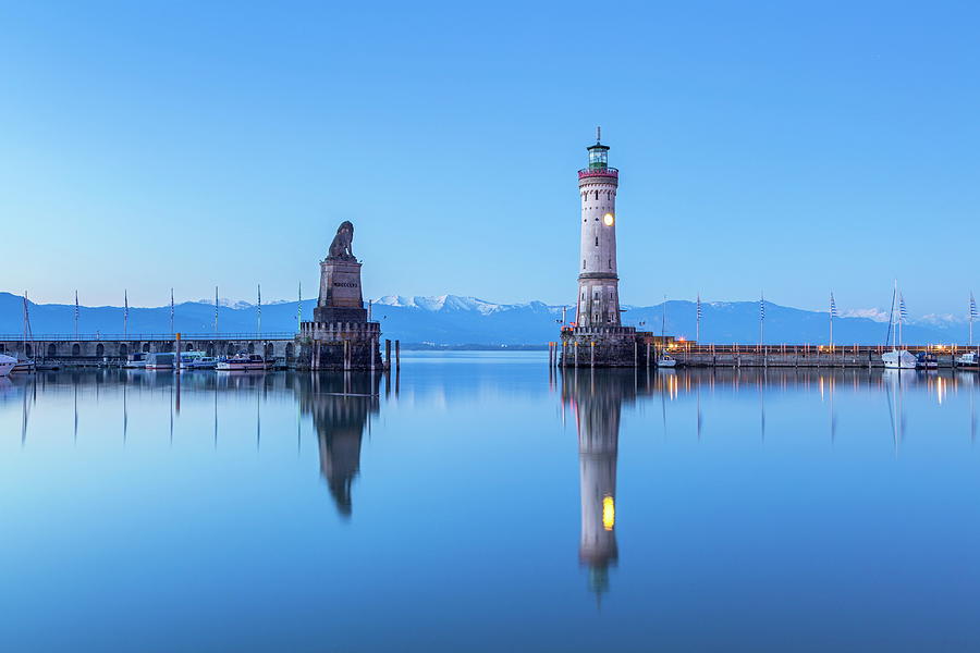 Bavaria, Harbor With Lion Statue Digital Art by Christian Back