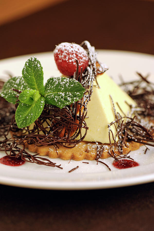 Bavarian Cream With Raspberry And Chocolate Photograph by Franco Pizzochero