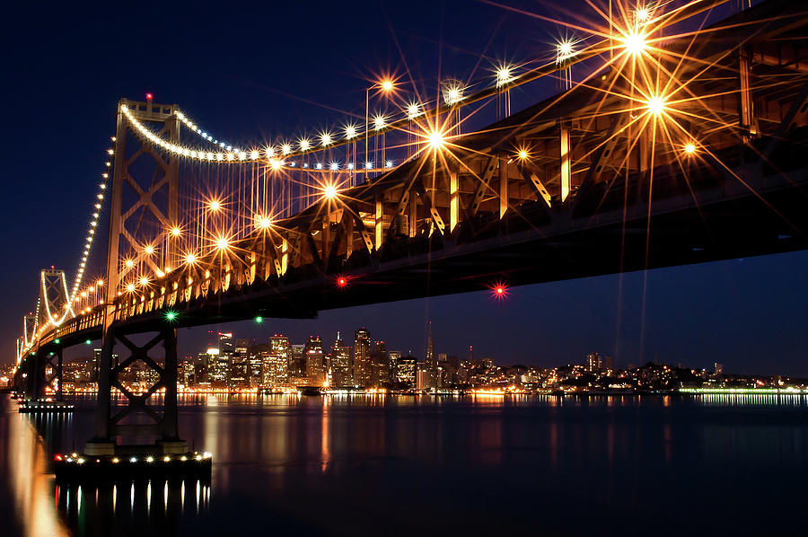 Bay Bridge In Front Of San Francisco Photograph by Blue Hour Photography